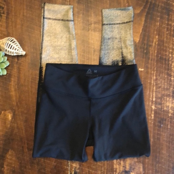 Reebok Pants - Reebok | Lux Bold Tights/Leggings with a “Gold Dipped” Leg Detail